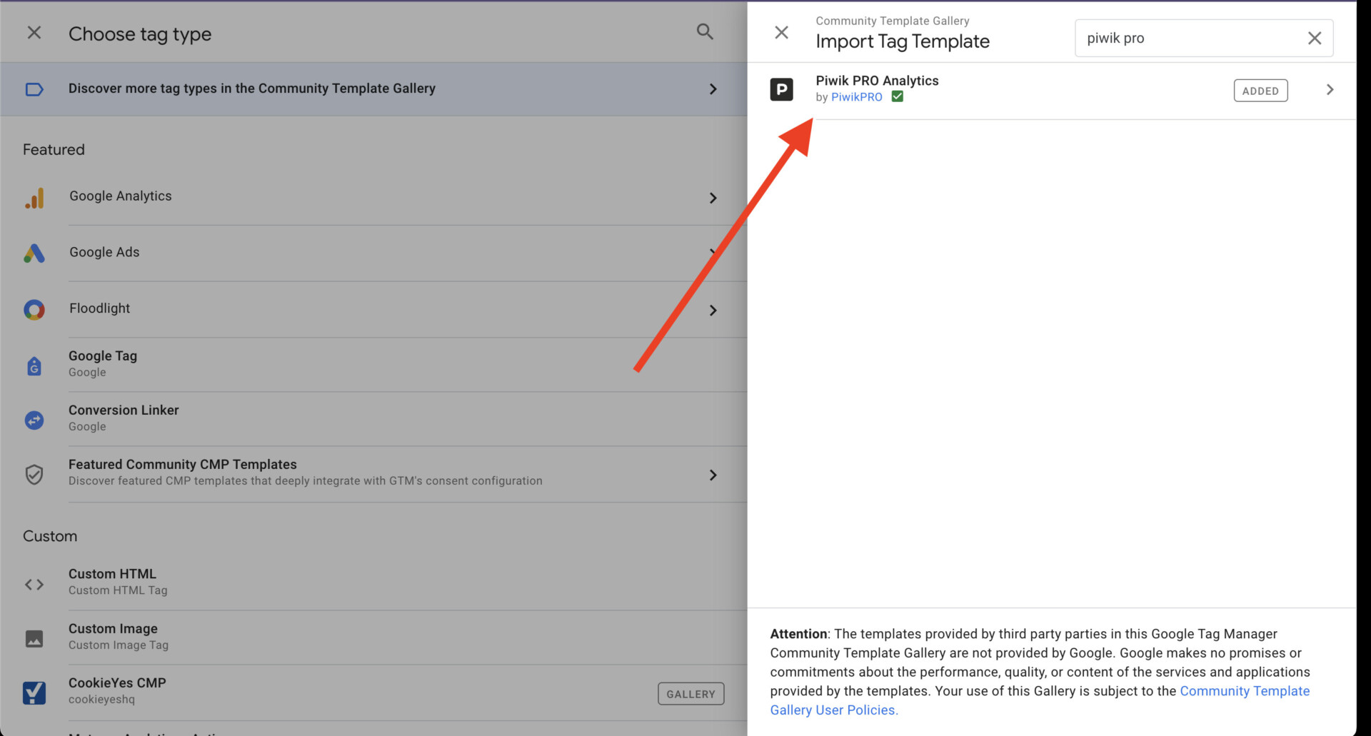 Piwik Pro content template