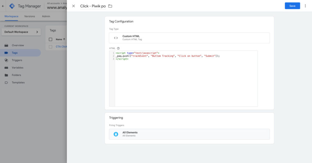 Google Tag Manager html tag